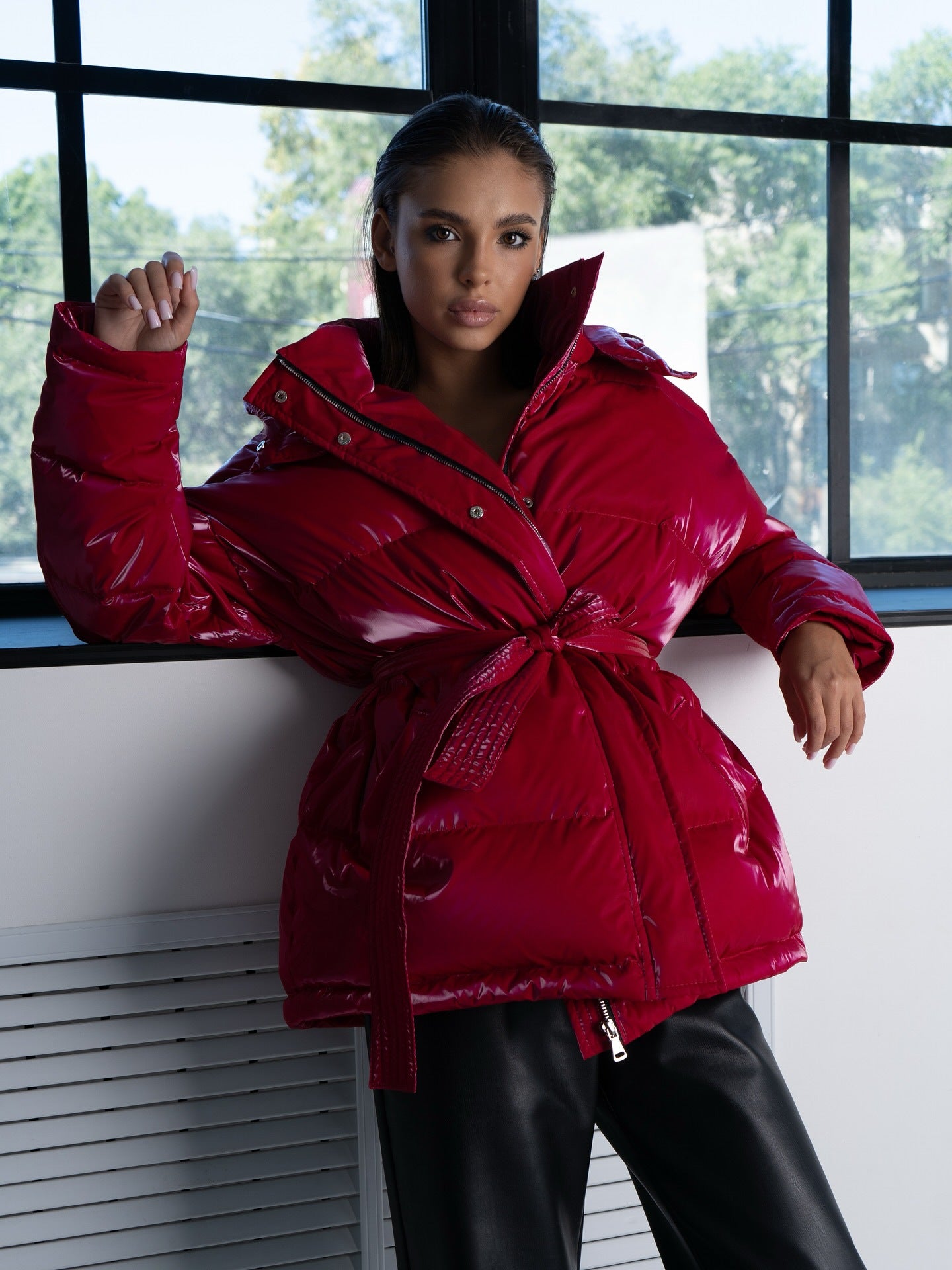 Reflective Lace-Up Hooded Jacket