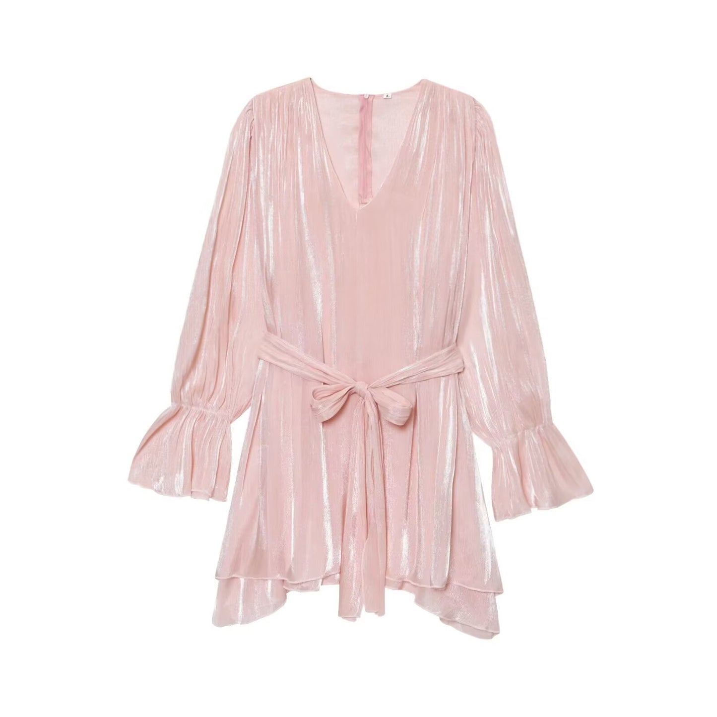 Multi-Color Lace-Up Glossy Dress