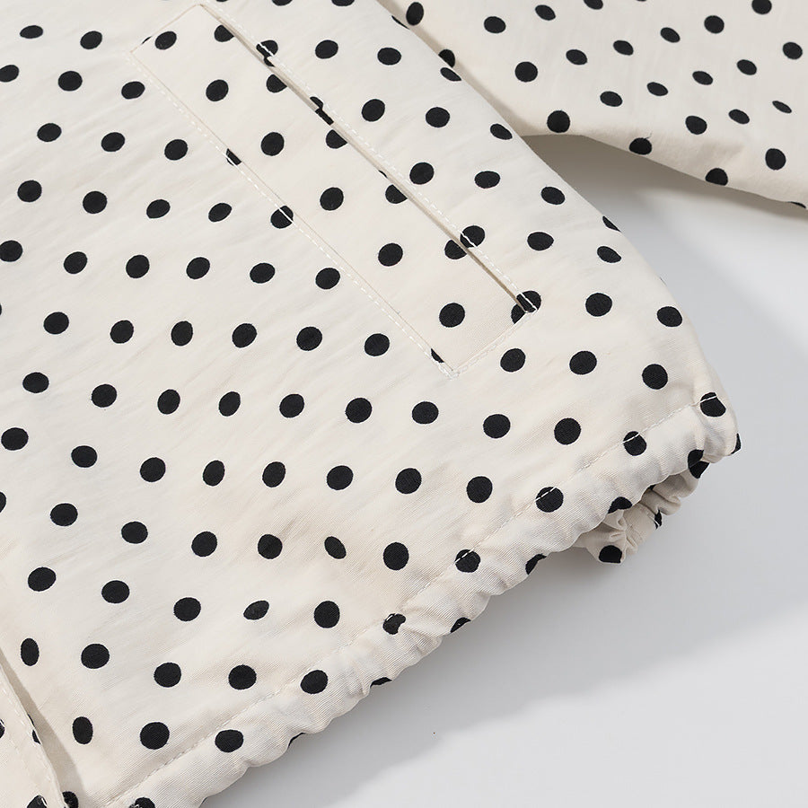 Stand Collar Long Sleeve Polka Dot Set
