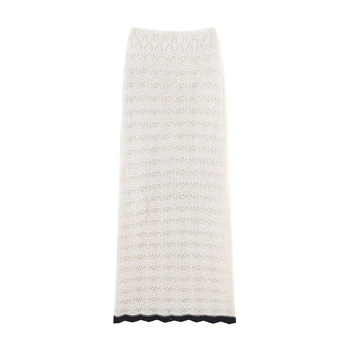 Hollow-out Vest + Knitted Skirt Set