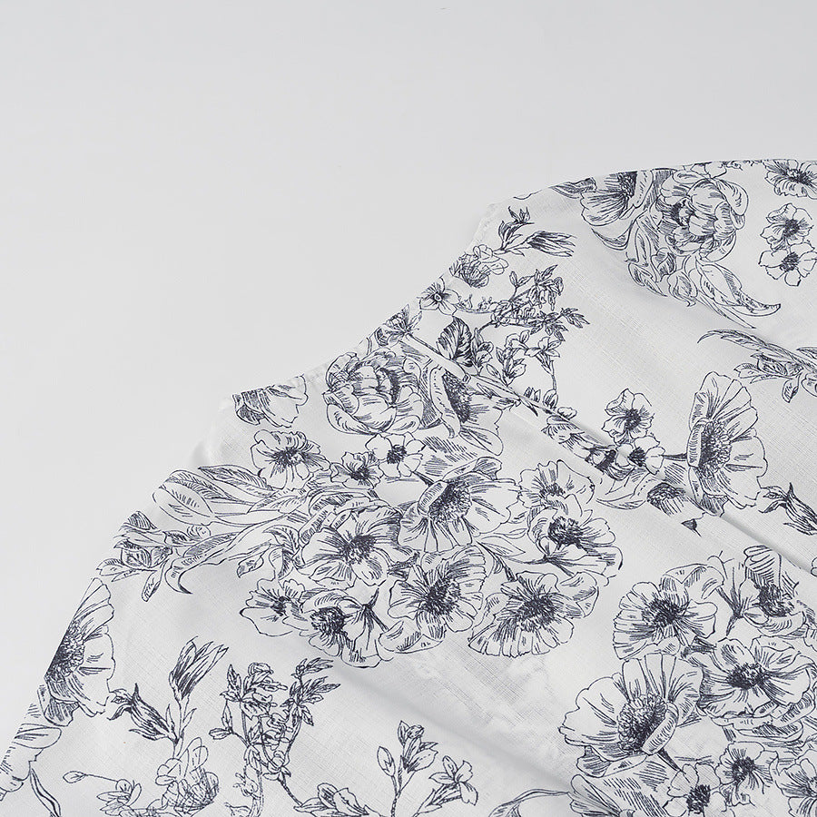 Printed Tie-Waist Cardigan + Printed Shorts Set