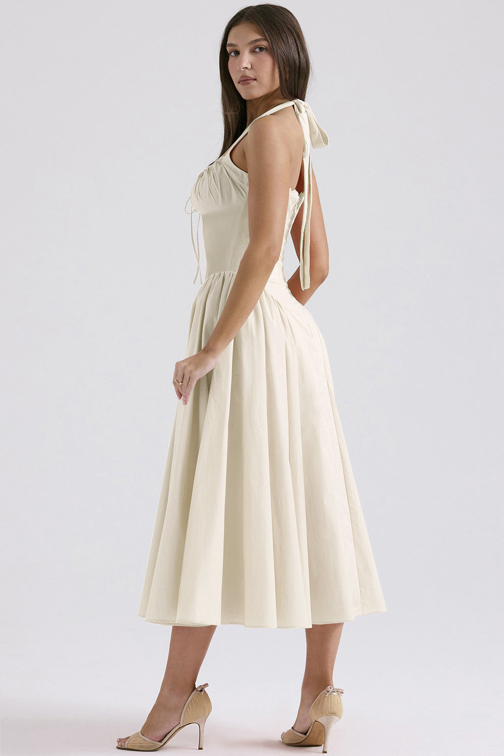 Print Halter Neck Lace Dress