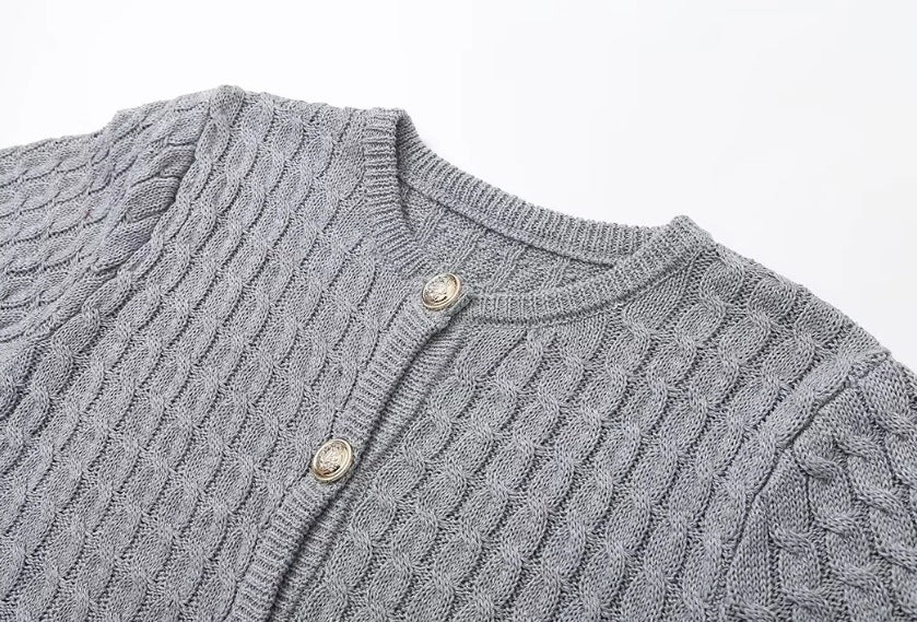 Slim-fit Crewneck Short-sleeved Cardigan