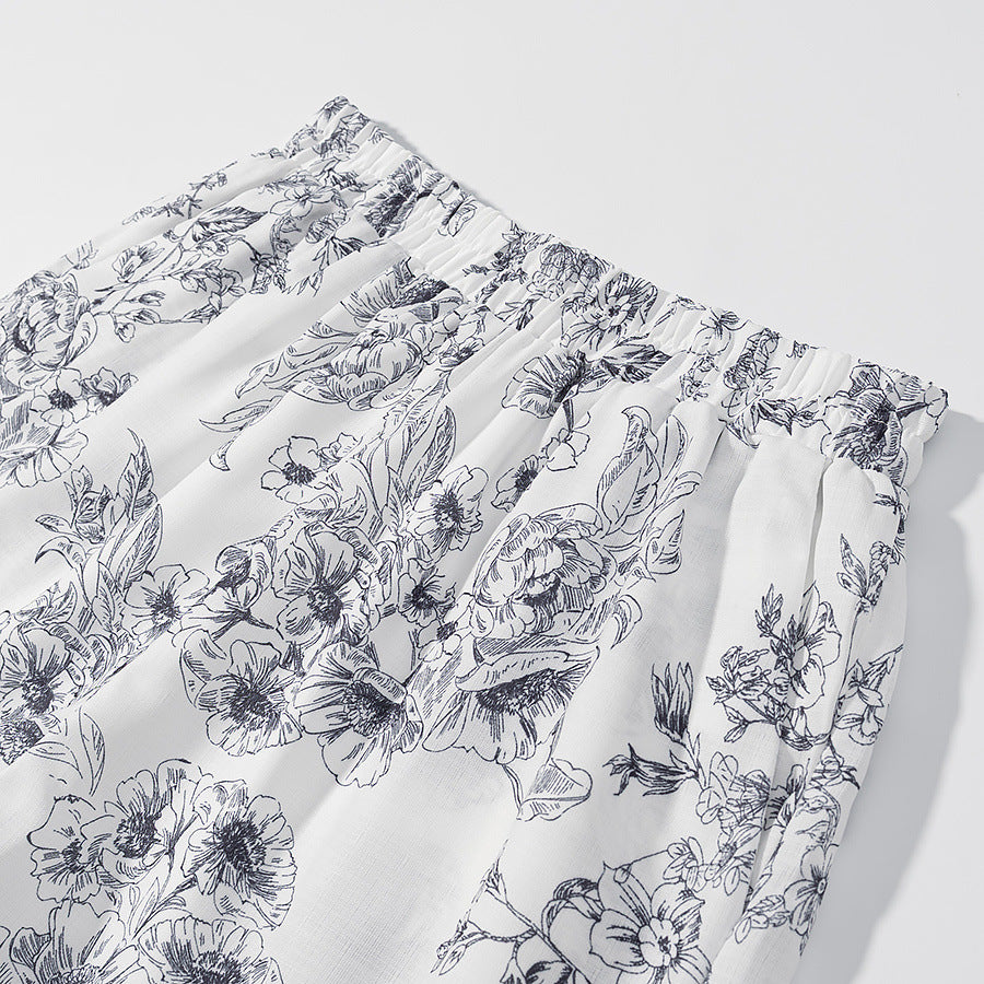 Printed Tie-Waist Cardigan + Printed Shorts Set
