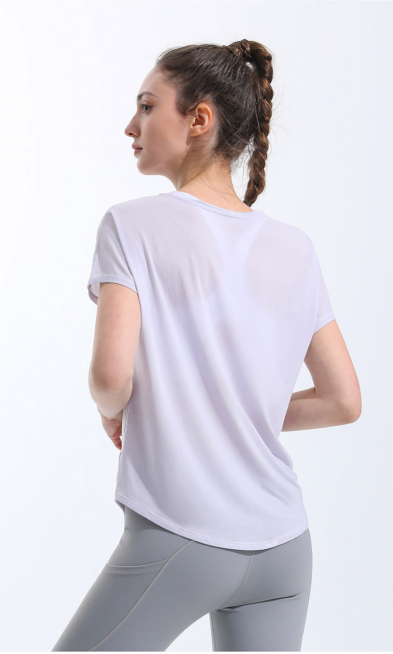 Loose Mesh Breathable Fitness T-Shirt - Sports Cover Top