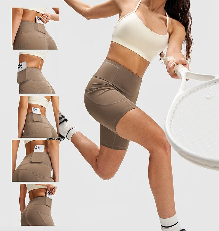 Premium High-Rise Fitness Shorts with Pocket