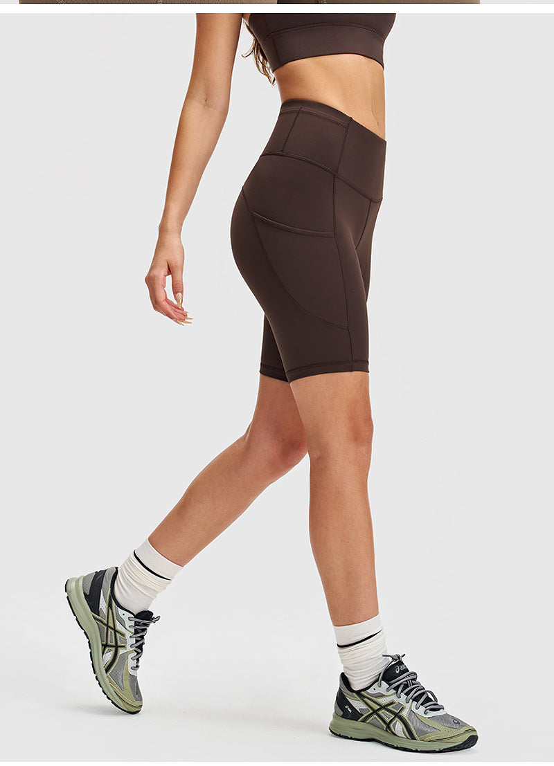 Premium High-Rise Fitness Shorts with Pocket