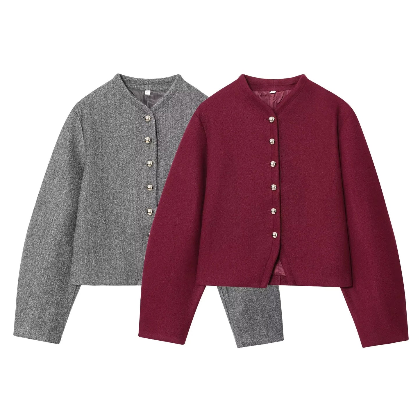 Simple Button-Decorated Long-Sleeved Jacket