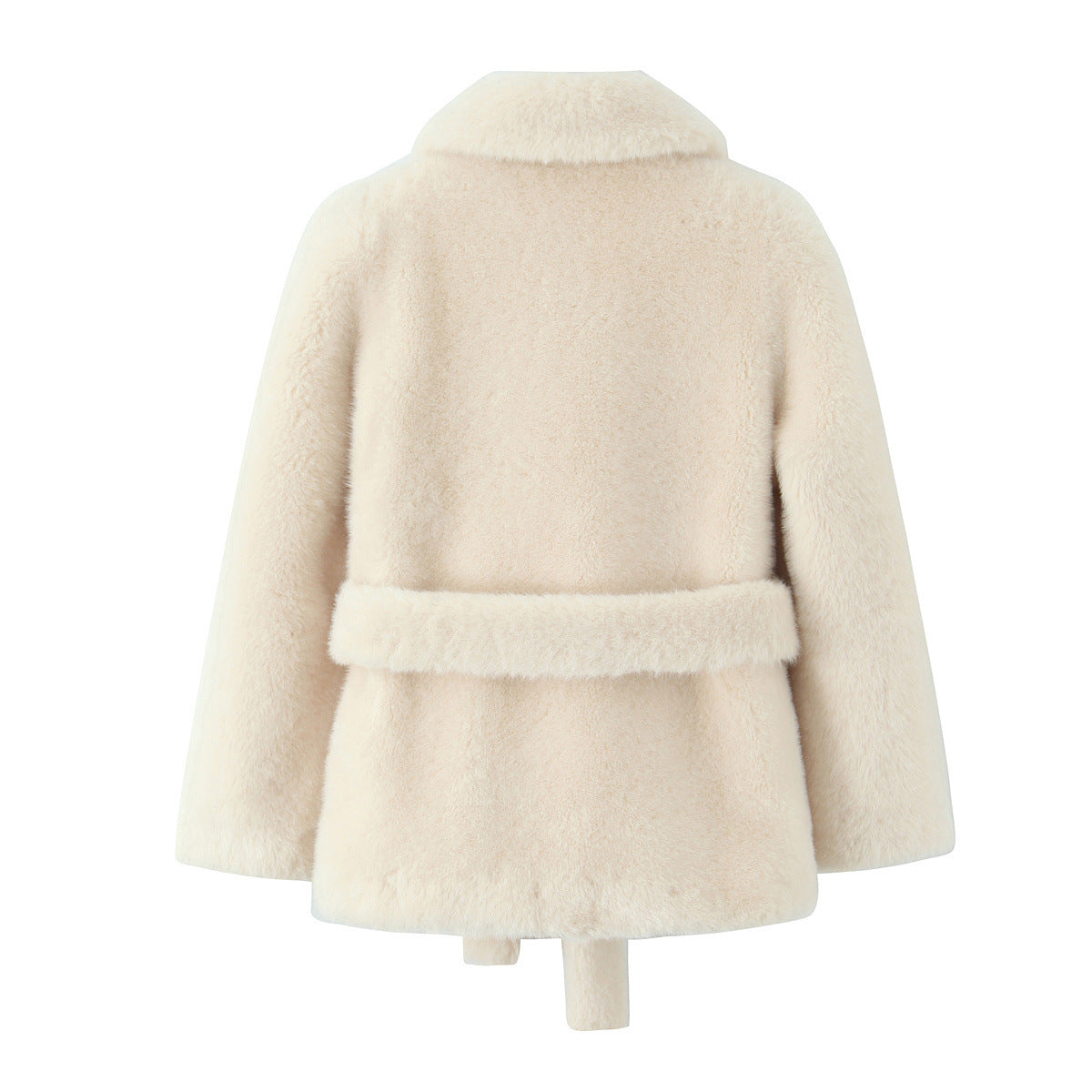 Lapel Faux Fur Waist-Slim Tie Jacket