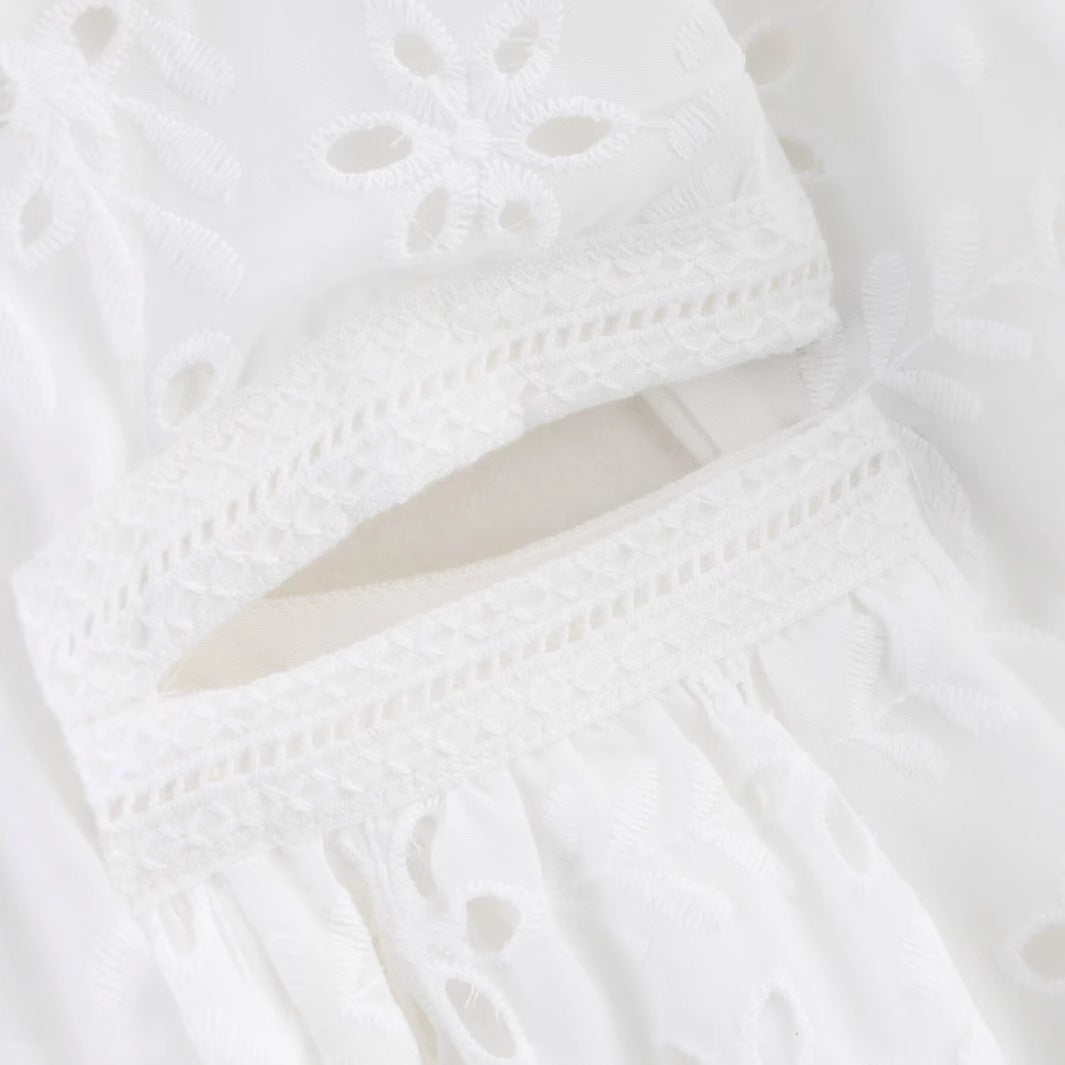 Round Neck Long Sleeve Short Dress