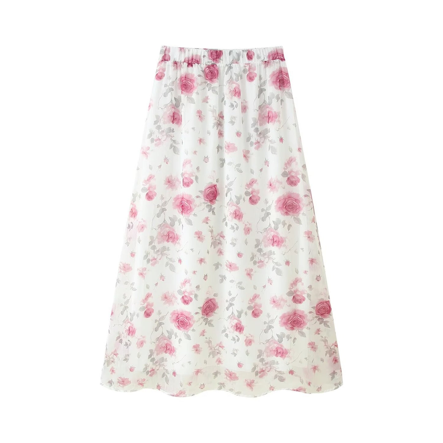 Floral Long-sleeved Top and Skirt Suit