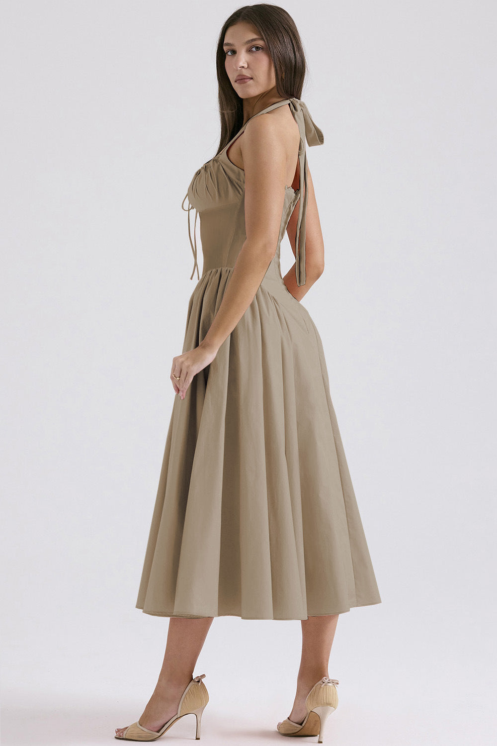 Print Halter Neck Lace Dress
