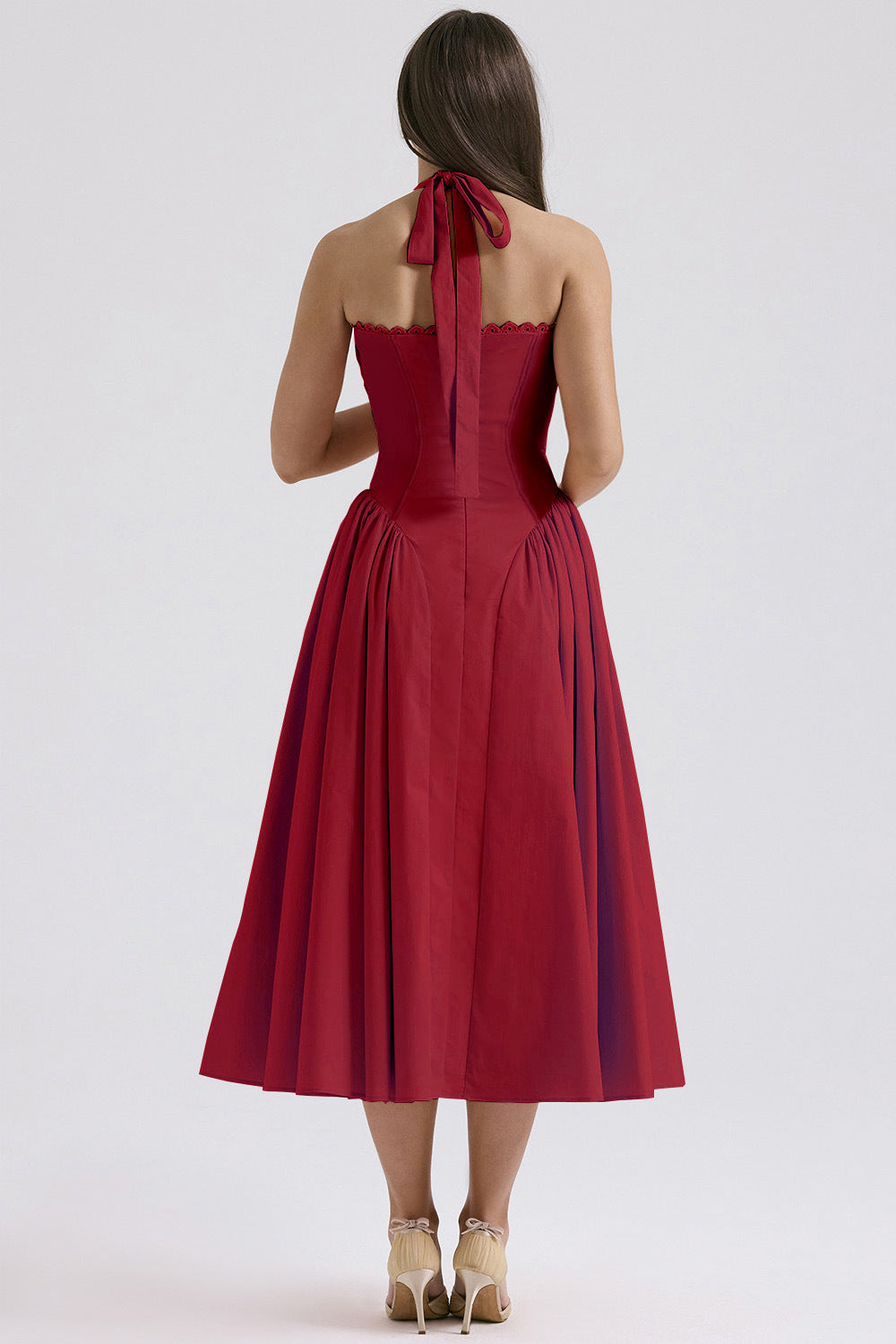 Print Halter Neck Lace Dress