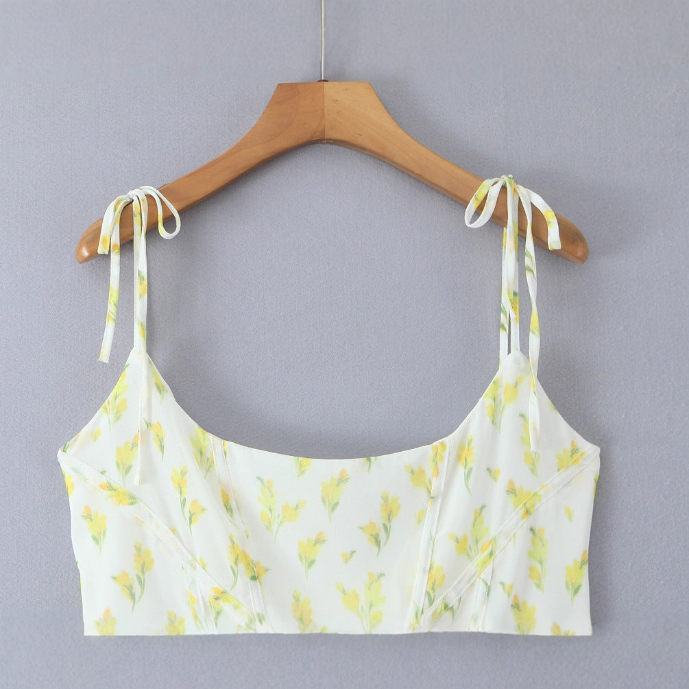 Print Tie Waist Mid-Length Dress