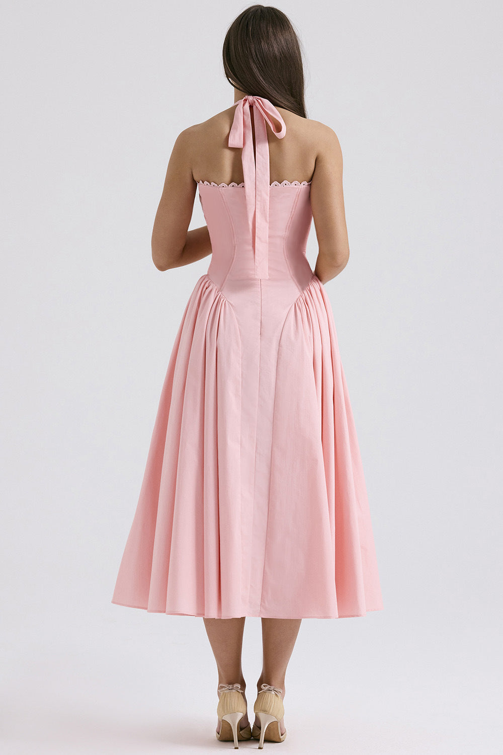 Print Halter Neck Lace Dress