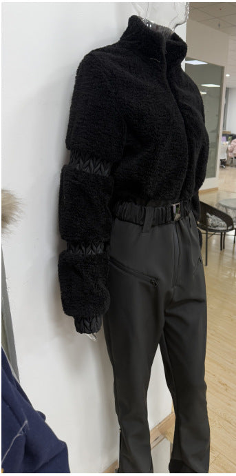 Winter Fur Splicing Zipper Jumpsuit