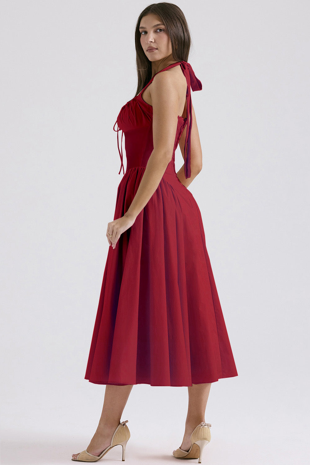 Print Halter Neck Lace Dress