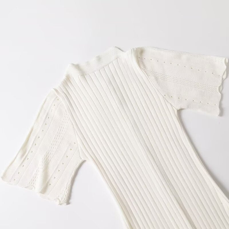 Short Sleeve Button-down Slim Knit Dress