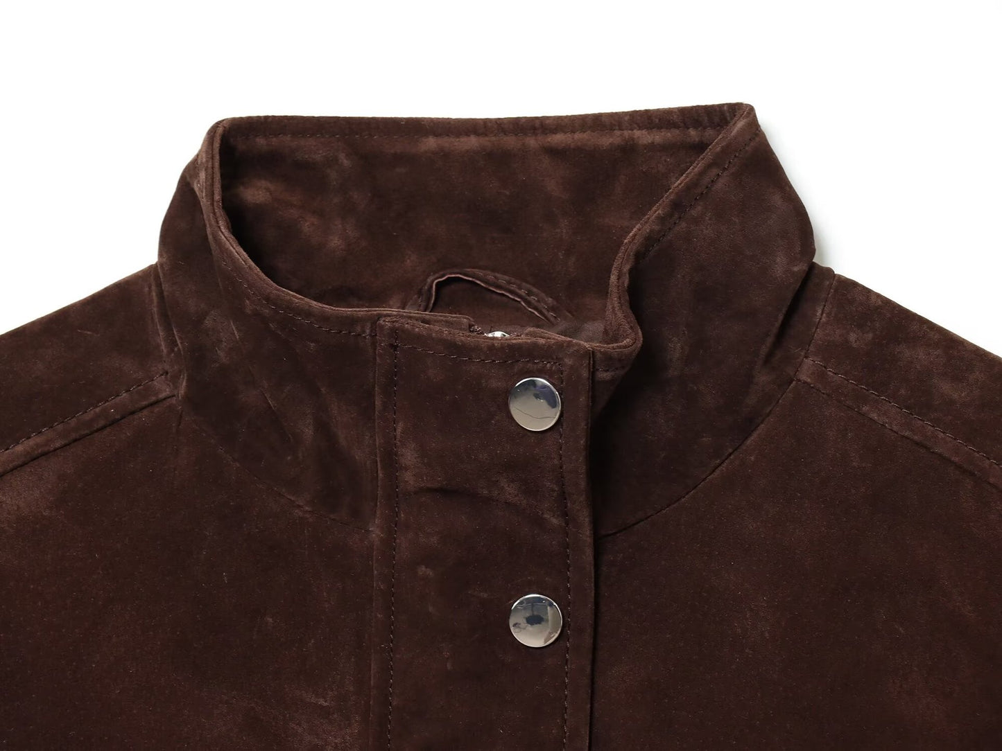 Suede Textured Pocket Jacket/Baseball Jacket