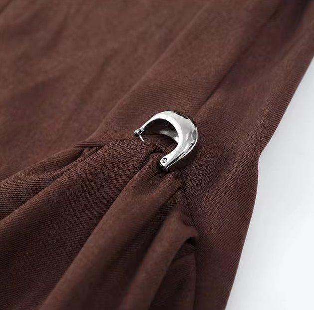 High Collar Large Sleeveless Slim Dress