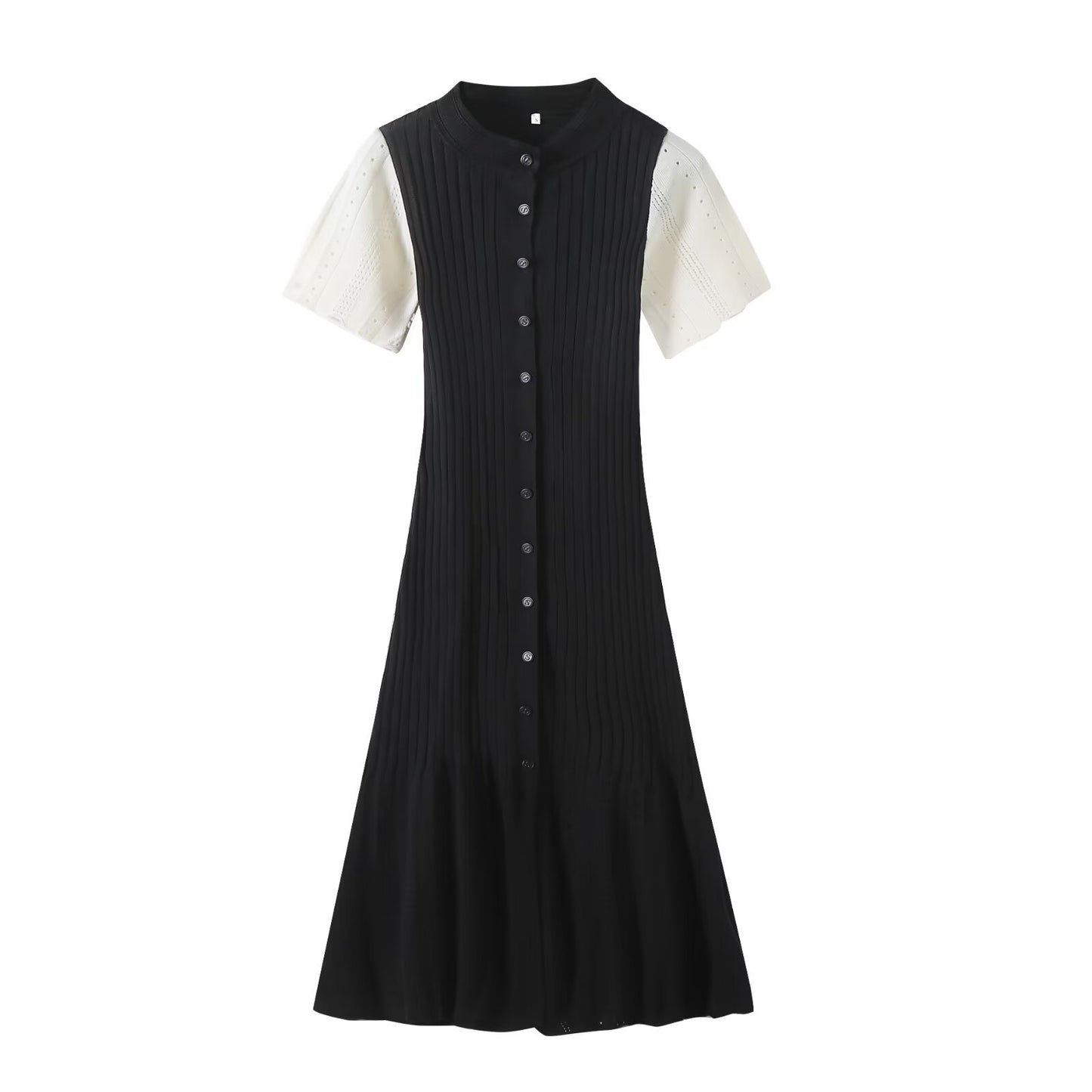 Short Sleeve Button-down Slim Knit Dress