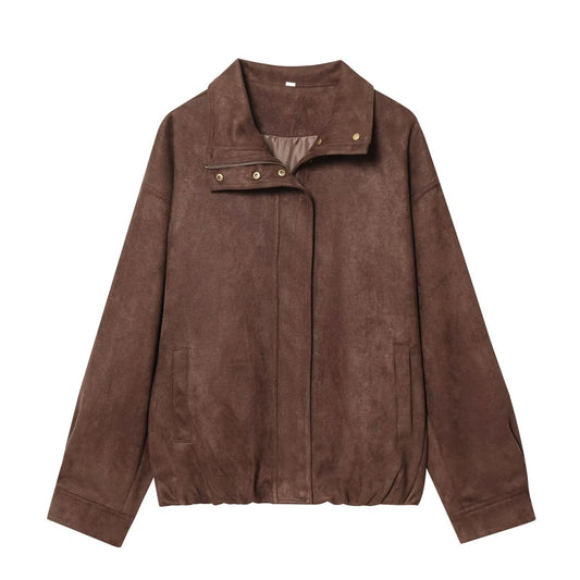 Long Sleeve Suede Textured Jacket