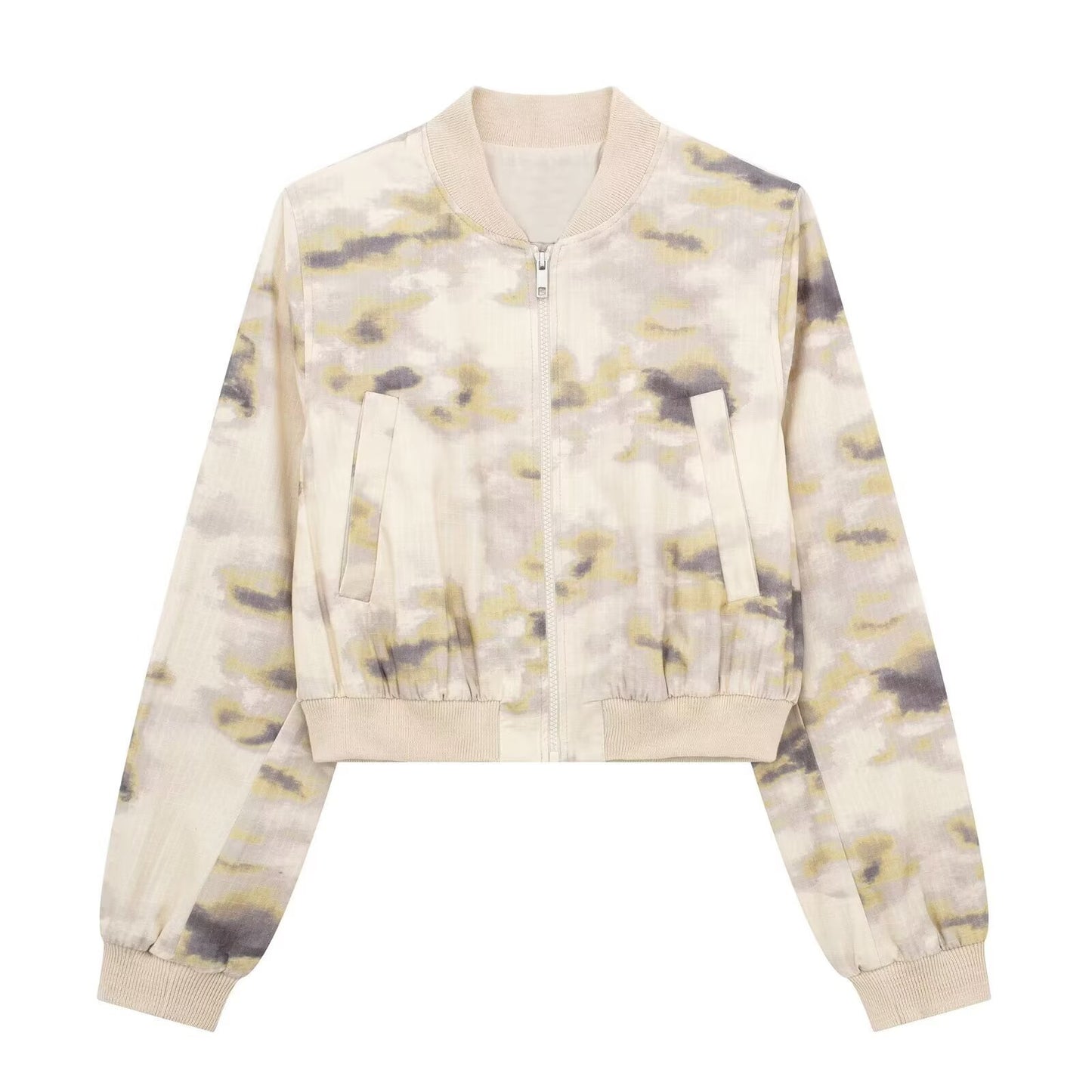 Printed Bomber Jacket Workwear Mini Skirt Set