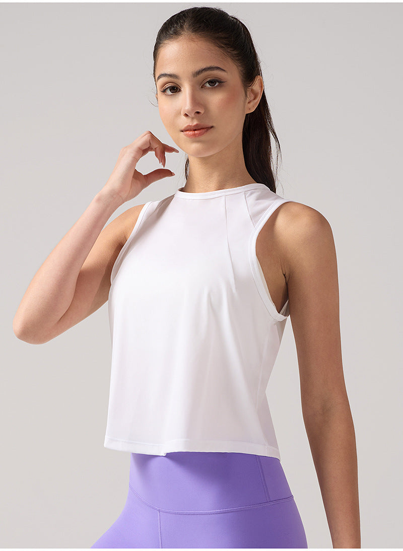 Mesh Short Sports Top for Women–Sleeveless & Round Neck