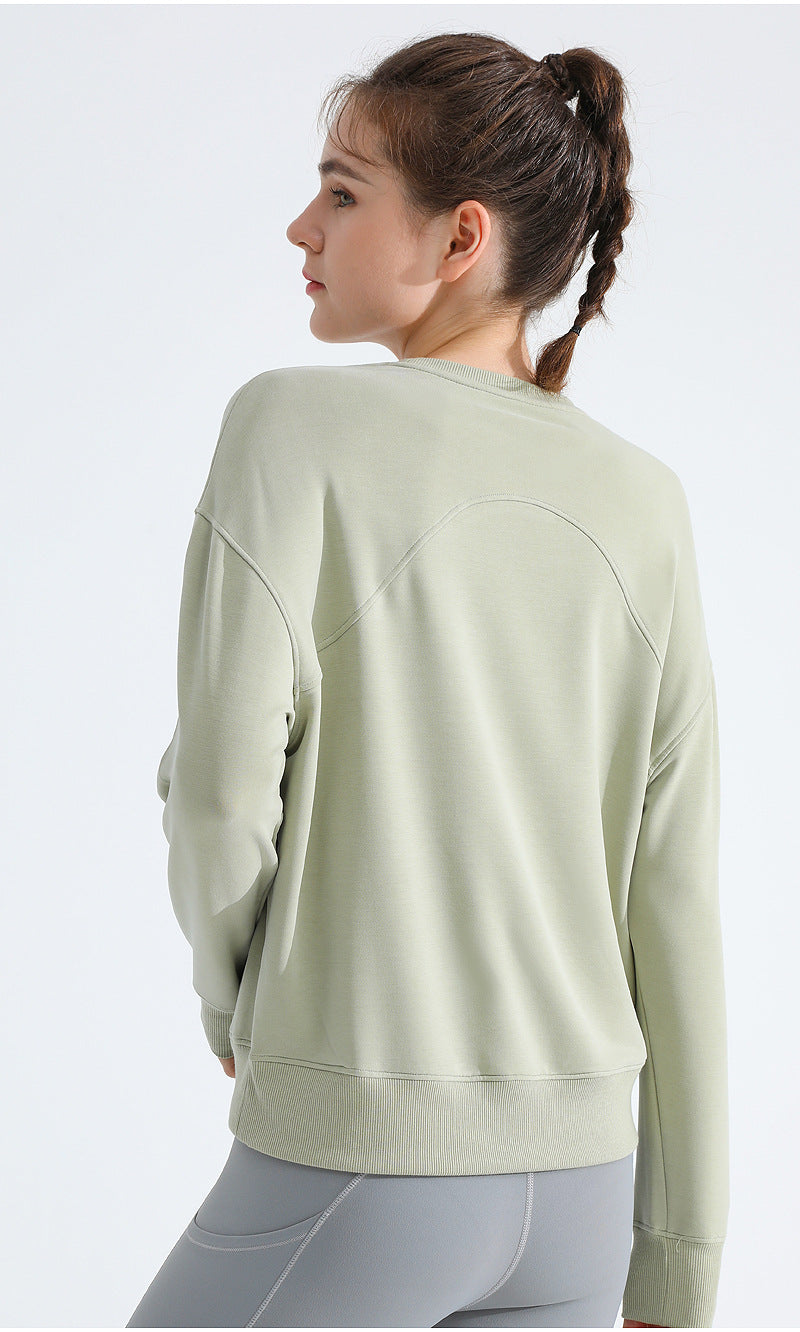 Loose Sports Sweatshirt — Slimming Round-Neck Long-Sleeve T-Shirt