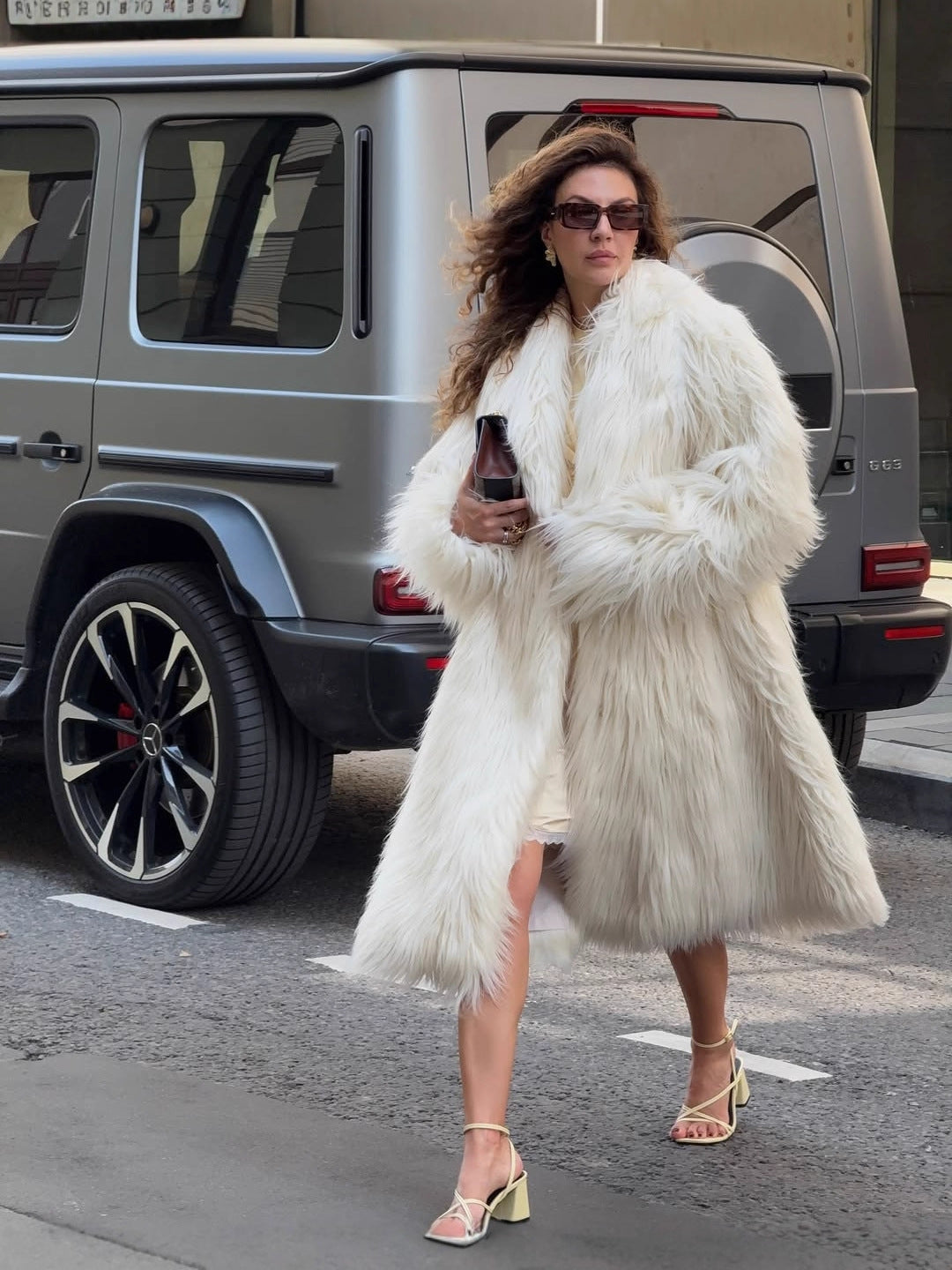 White Faux Fur Coat