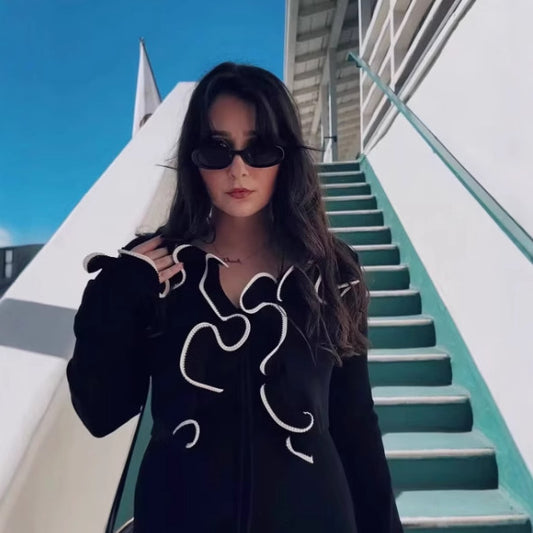 Long-sleeved Tie Knitted Cardigan