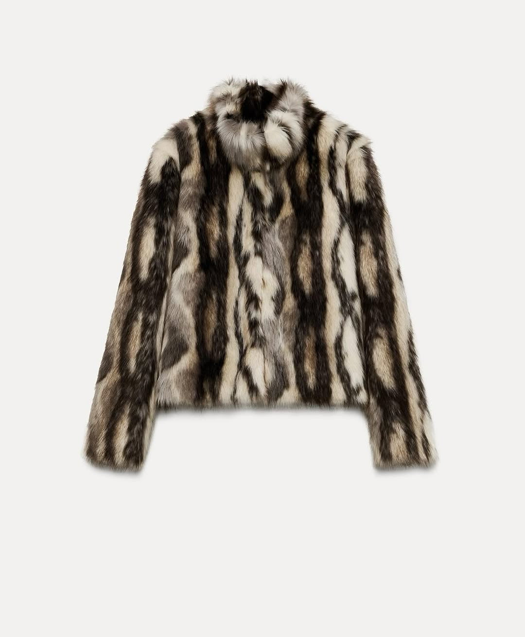 Faux Fur Coffee Stripe Coat