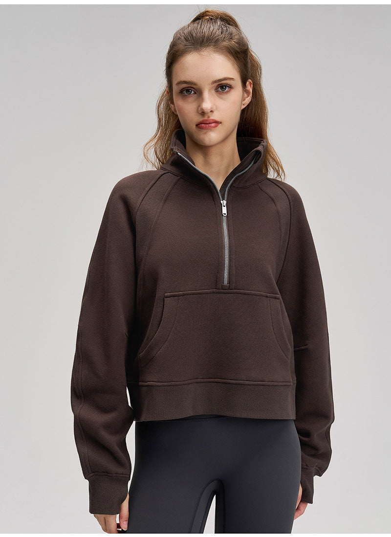 Windproof Women's Sports Jacket – Fleece Lined & Half-Zip