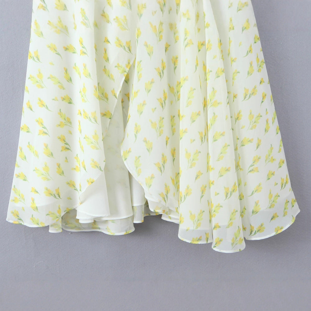 Print Tie Waist Mid-Length Dress