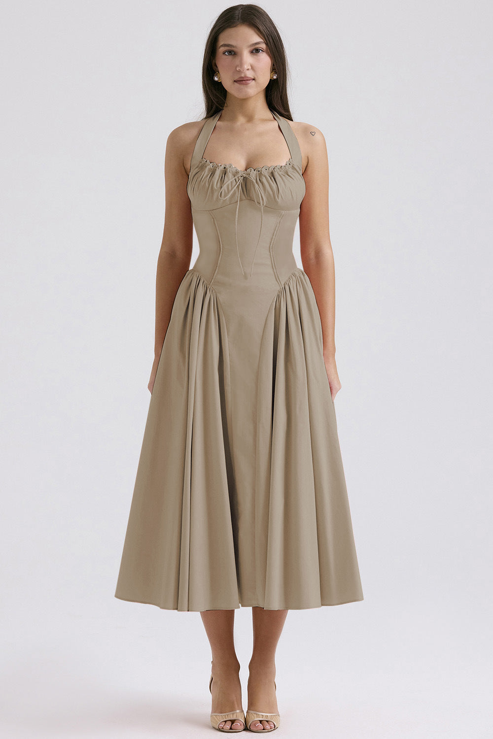 Print Halter Neck Lace Dress