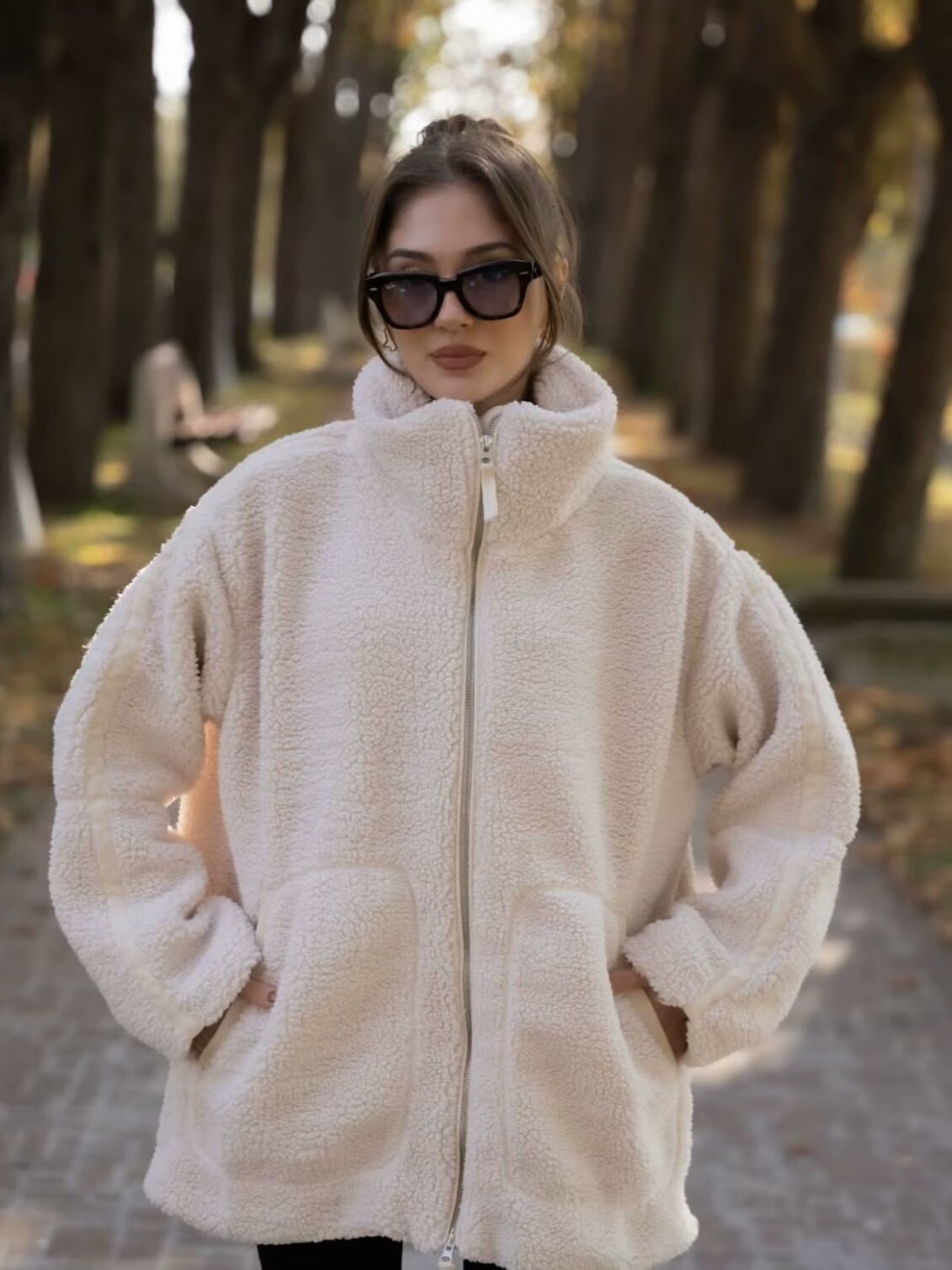 Lazy Style Lamb Wool High Neck Wool Coat