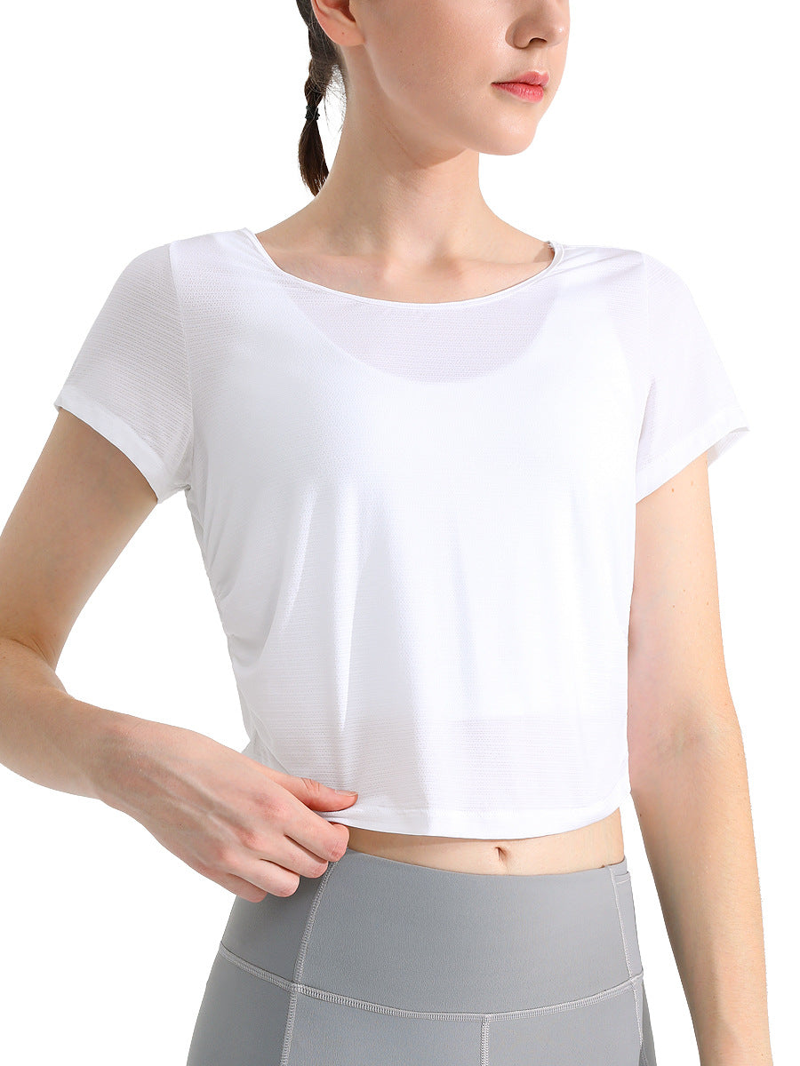Cooling Open-Back Short Sleeve Sports T-Shirt for Women