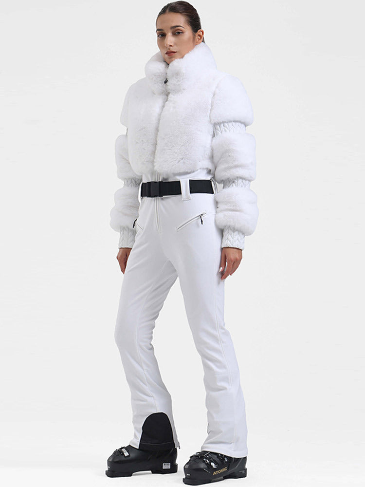 Winter Fur Splicing Zipper Jumpsuit