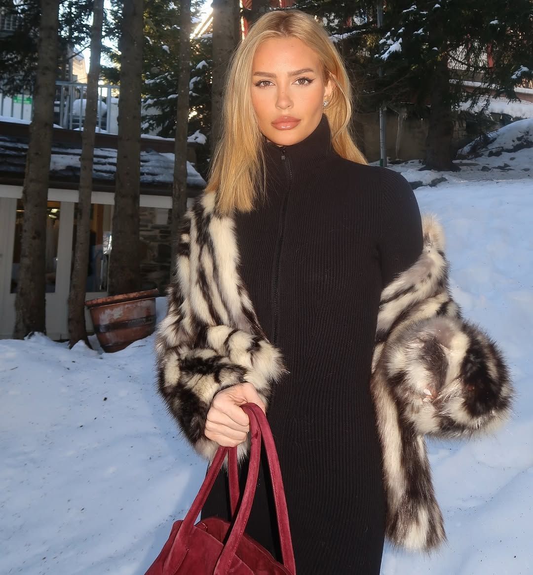 Faux Fur Coffee Stripe Coat