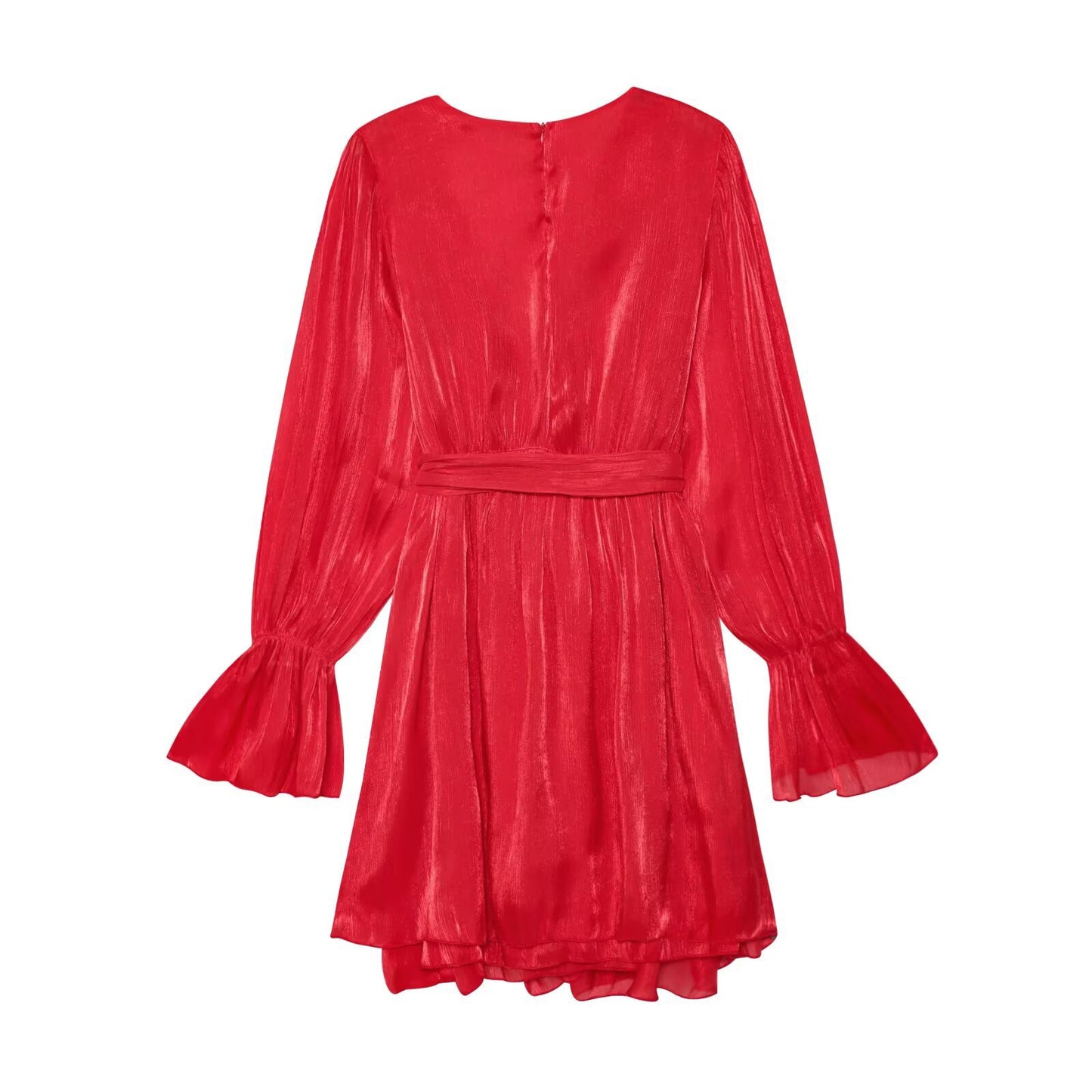 Multi-Color Lace-Up Glossy Dress