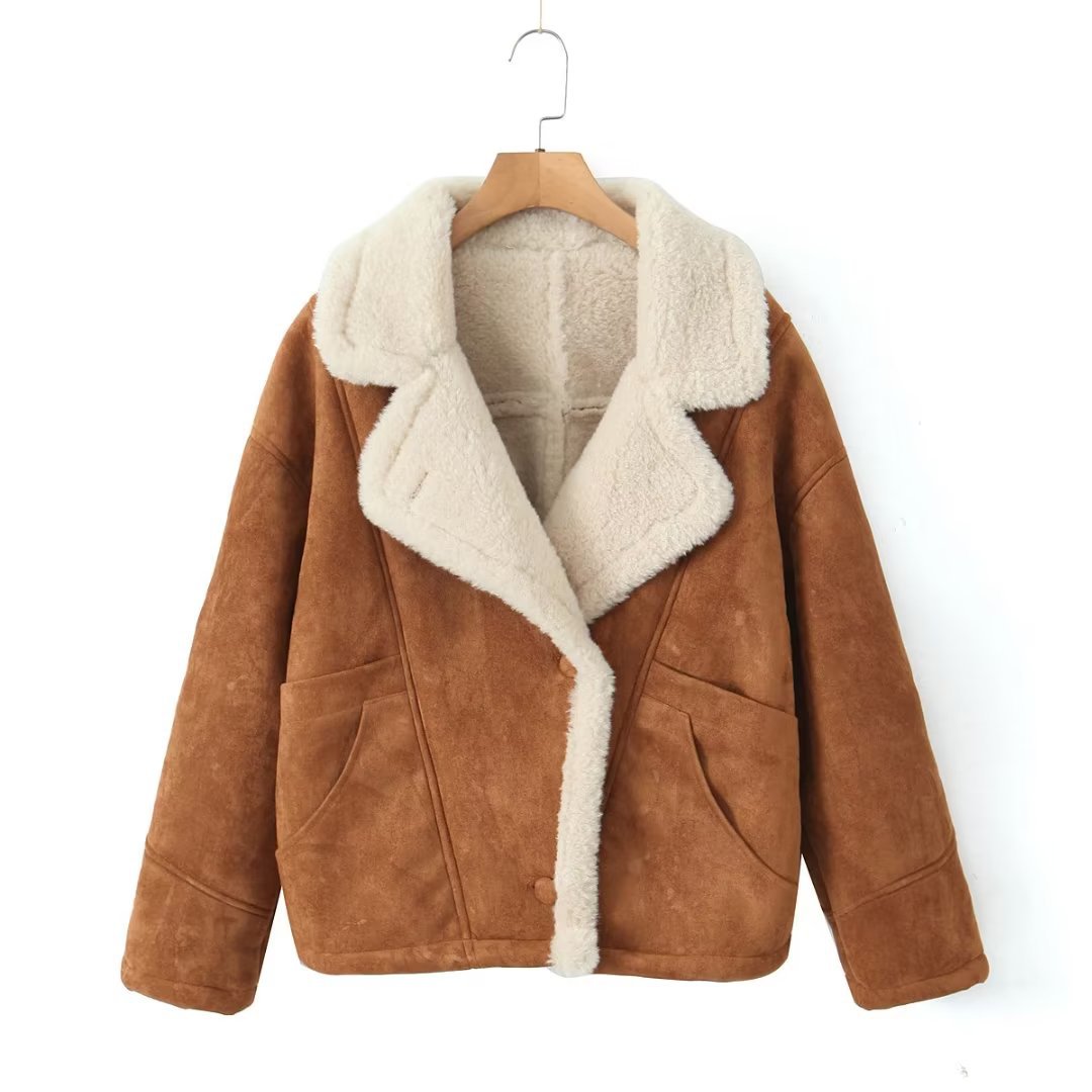 Loose Warm Retro Lamb Wool Jacket