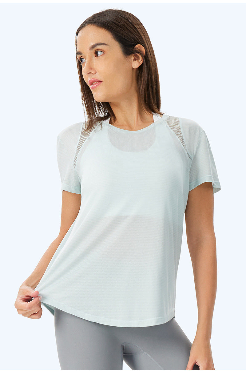 Loose & Quick-Drying Mesh Short-Sleeved Sports T-Shirt for Women