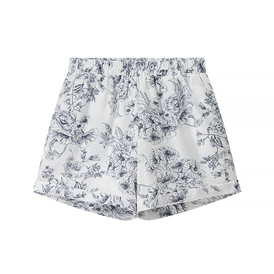 Printed Tie-Waist Cardigan + Printed Shorts Set