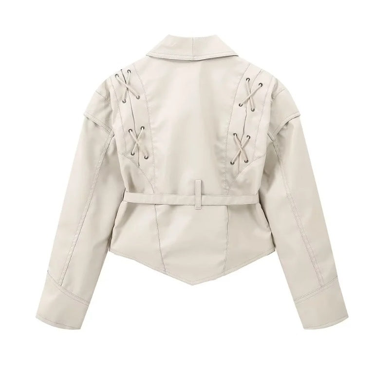 Retro Casual Imitation Leather Jacket