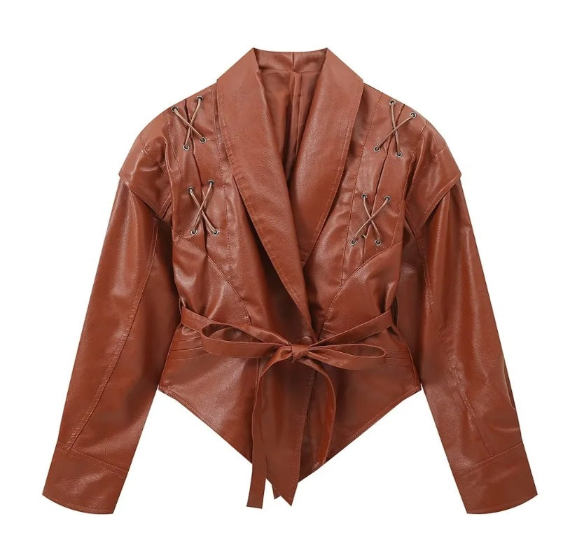 Retro Casual Imitation Leather Jacket