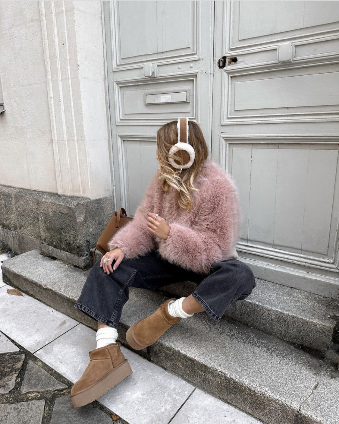 High Waist Faux Fur Coat