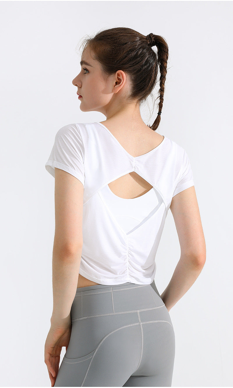 Cooling Open-Back Short Sleeve Sports T-Shirt for Women
