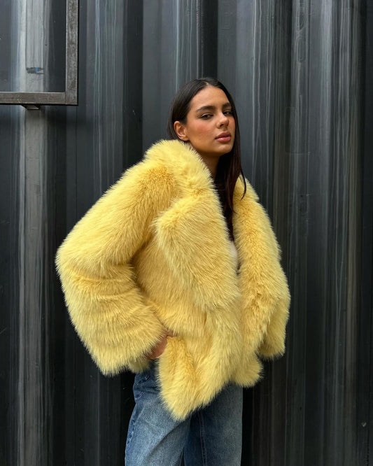 Lapel Cardigan Plush Coat