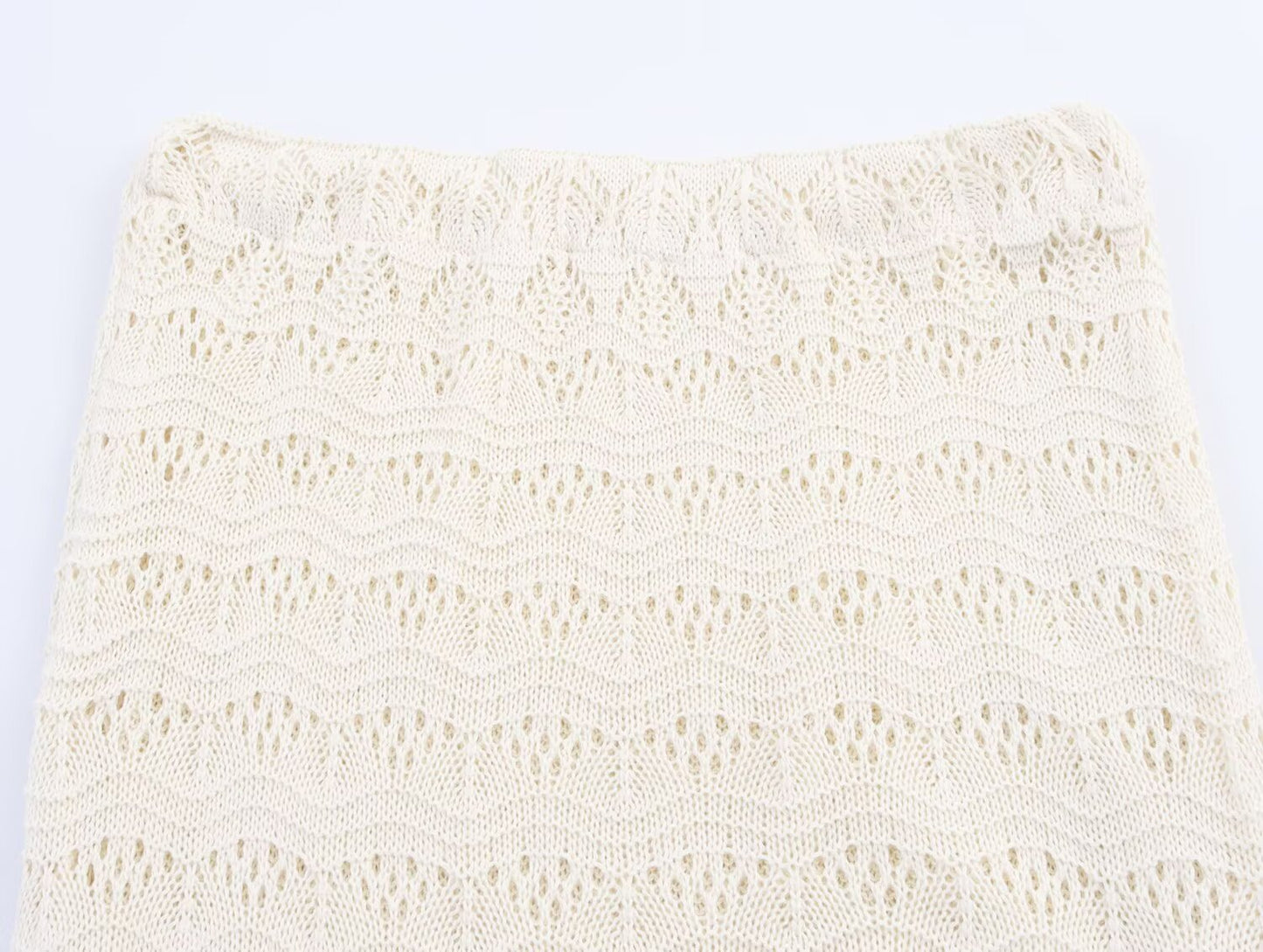 Hollow-out Vest + Knitted Skirt Set