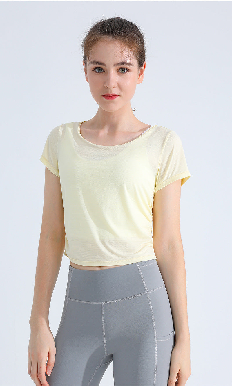 Cooling Open-Back Short Sleeve Sports T-Shirt for Women